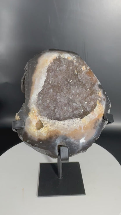 Druzy Agate Geode on Custom Stand from Brazil