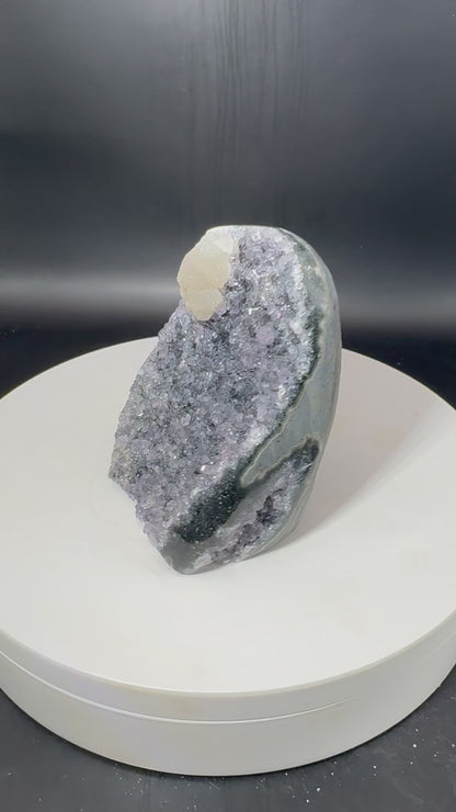 Black Amethyst Cut Base with Calcite Uruguay