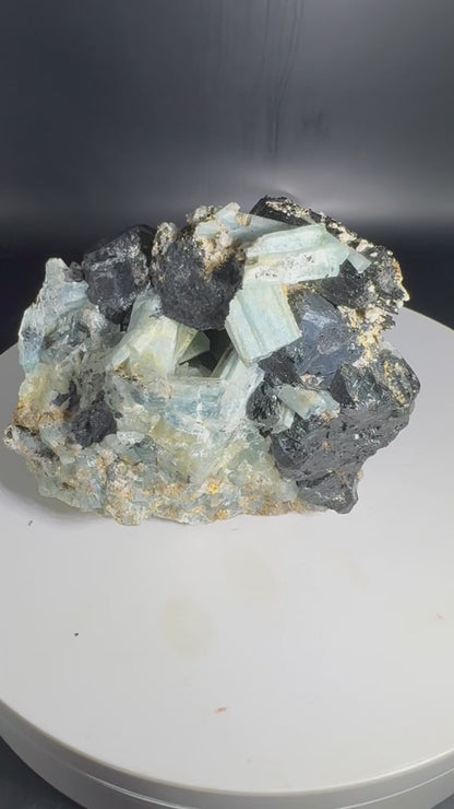 742g Natural Aquamarine Tourmaline Cluster Mineral Specimen Namibia