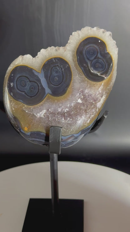 Unique and Rare Agate Geode on Custom Stand from Brazil