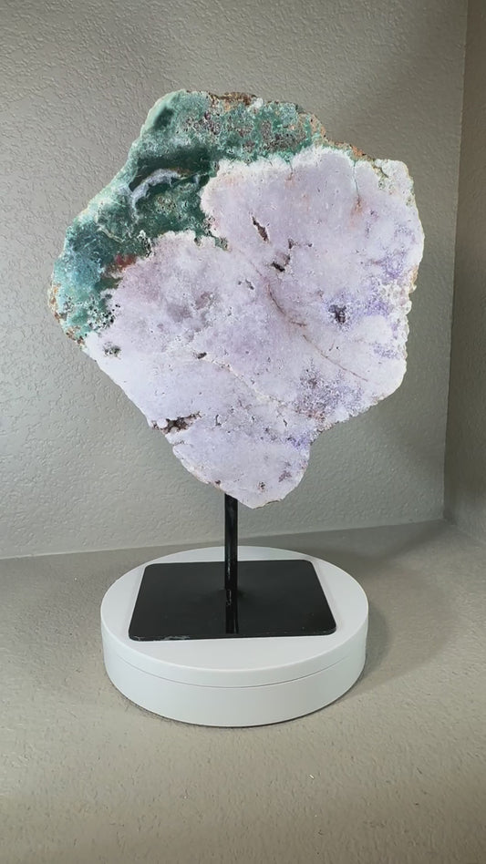 Huge Pink Amethyst  Slab on Stand