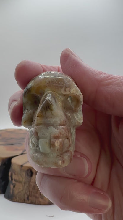 Hand Carved Agate Skull with Druzy 2"