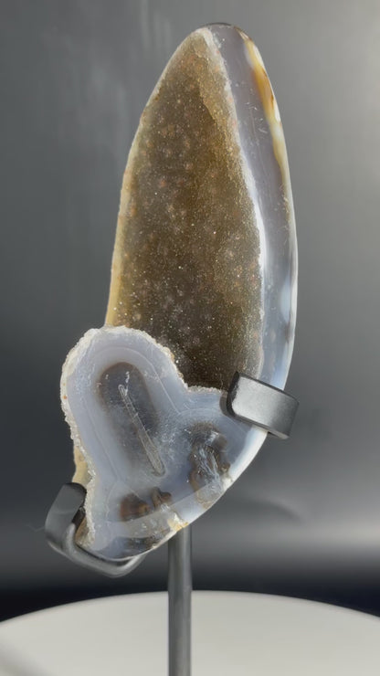 Druzy Agate Geode on Custom Stand from Brazil