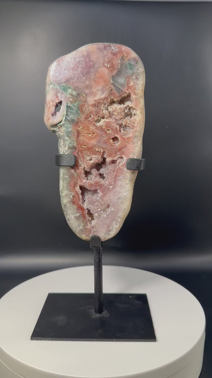 Pink Amethyst Slab on Stand from Brazil