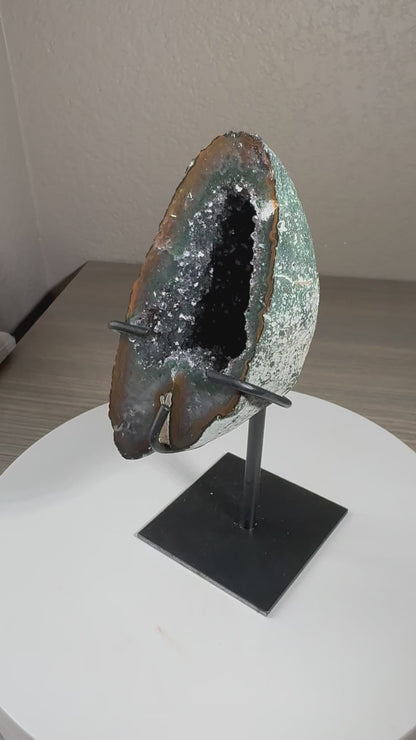 Druzy Brazilian Geode of Custom Stand