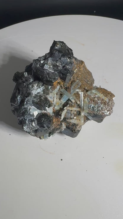 114g Natural Aquamarine Tourmaline Cluster Mineral Specimen Namibia
