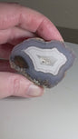 Face polished blue banded Brazilian Agate Geode
