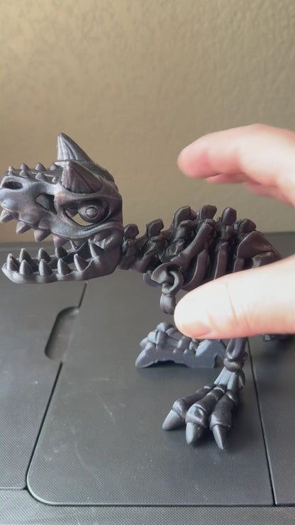 10 Inch Flexi Carnotaurus Skeleton - 3D Printed Articulated Dinosaur Figure, Posable Prehistoric Toy