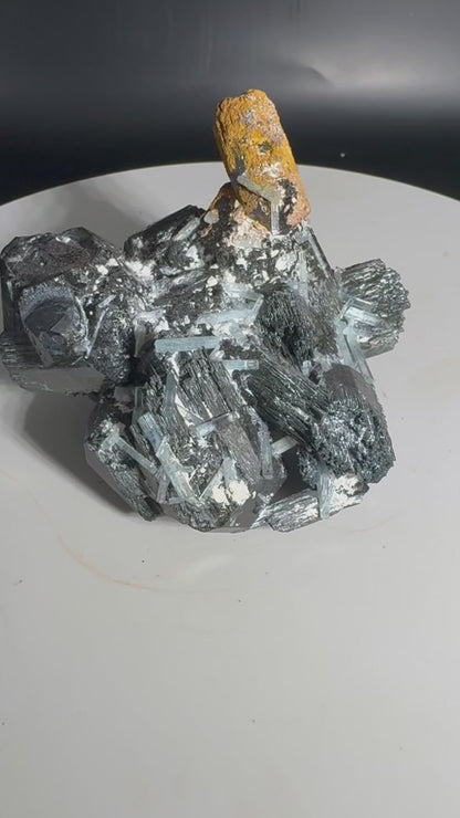 222g Natural Aquamarine Tourmaline Cluster Mineral Specimen Namibia