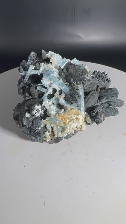 276g Natural Aquamarine Tourmaline Cluster Mineral Specimen Namibia