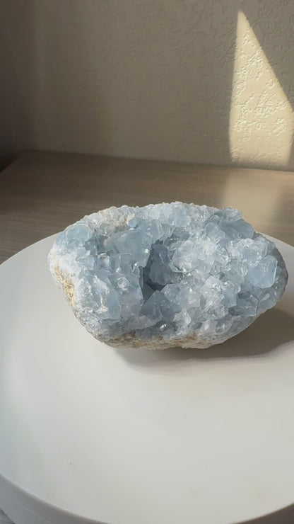 Blue Celestite Crystal Geode 1.4 lbs