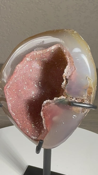 Druzy Brazilian Geode of Custom Stand