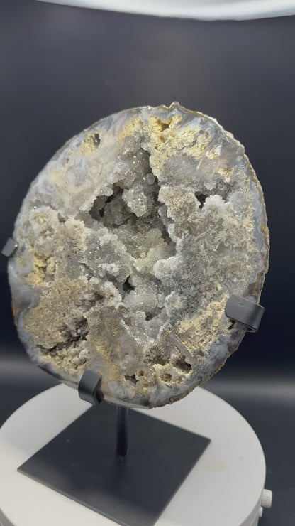 Large Brazilian Agate Geode with Druzy Quartz 3.9 LBS!
