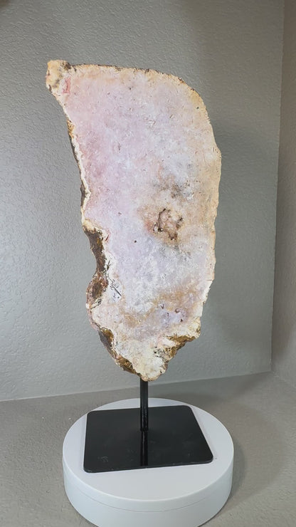 Huge Pink Amethyst Slab on Stand