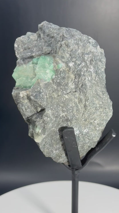 Emerald in Matrix on Custom Stand from Brazil