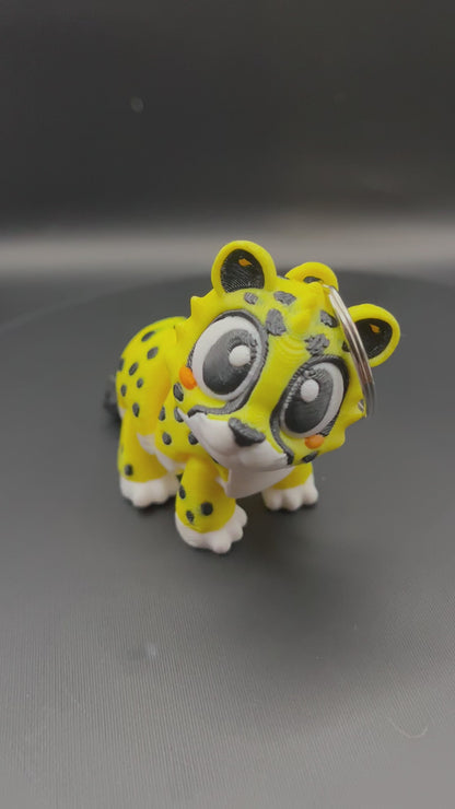 Flexi Cheetah Keychain with Movable Head | 3D Printed Articulated Animal Bag Charm | Cute Safari Gift